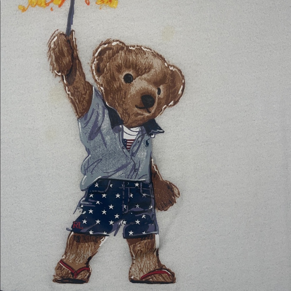 Ralph Lauren Kids White Tee with Bear Graphic - Picture 2 of 6
